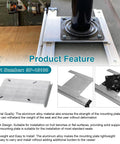 Aluminum Jon Boat Seat Mount Plate SP15100 for Attwood Swivl Eze, shown flat and installed with pedestal on bench-style base.