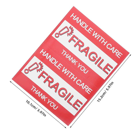 Large 160 Pack Moving Box Labels 6x4 Inch Color Coded Paper Stickers with "Fragile" text in red and white, dimensions shown