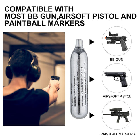 12 Gram CO2 Cartridges Non-Threaded For Paintball Guns Pellet Guns BB Guns And Airsoft Guns High-Grade CO2 Cylinders