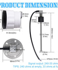 Fuel Sending Unit With Boat Gauge Kit 10 Inch Sender And Gauge For Cars Boats RVs Industrial Equipment 240 Ohm Empty To 33 Ohm Full Marine Grade Fuel Level Sensor Easy Install Reliable Durable Quick Install For Most Fuel Tanks And Marine Applications. 10-inch 316 stainless sender with 240-33 ohm output and mounting dimensions