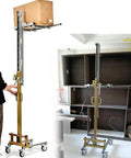 Heavy Duty Portable Cabinet Lift With Manual Winch Trolley For Kitchen Units And Wall Panels, lifting a cardboard box.