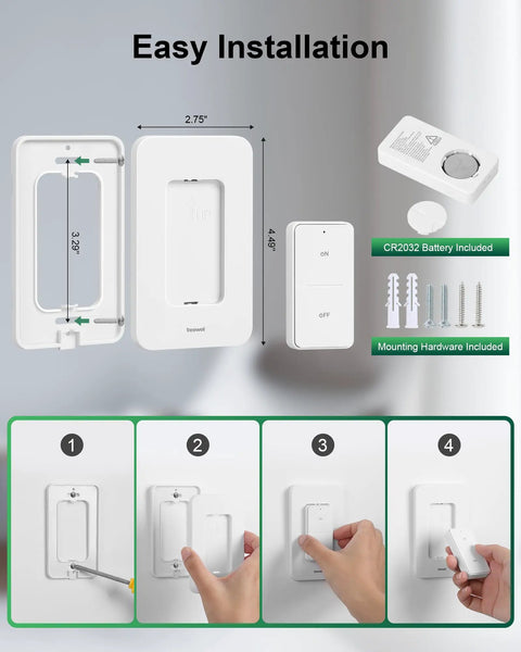 Installation steps for 3 Way Wireless Light Switch And Receiver Kit With 200ft RF Range Remote Control For Ceiling Lights Fans And Lamps No Rewiring Needed No Interference Instant On Off Pre-Programmed For Quick Setup