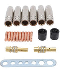 Fafeicy 21 Piece Welding Accessory Kit With Brass Gas Nozzles And 0.8mm Contact Tips For Mig Welding Torch components including nozzles and tips.