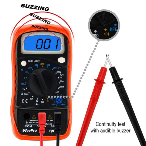 Vpro850L Digital Multimeter DC AC Voltmeter Ohm Volt Amp Tester With Diode Test And Continuity Detector in use displaying 001