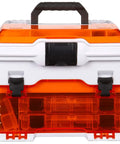 Pro Multiloader Tackle Box With Zerust Anti Rust Technology Portable Lure Organizer Station Includes Five Removable Tuff Tainer Boxes White And Orange Great For Tackle And Terminal Gear Grab And Go