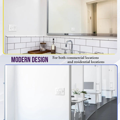 Combo Single Toggle And Double Decorator Rocker Outlet Wall Plate for 3-Gang Switches in kitchen and office settings