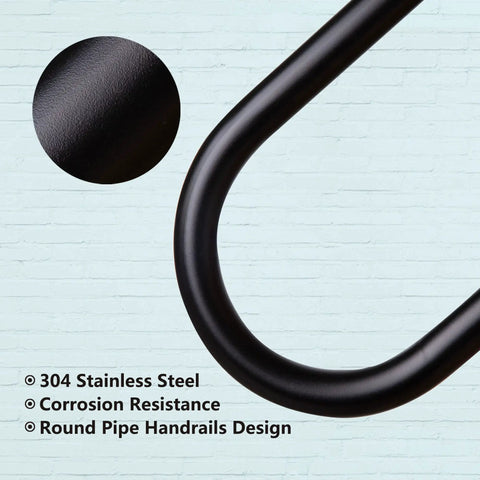 Close-up of 304 Stainless Steel Handrail for Outdoor Steps and Stairs, U Shaped Wall Mounted Railing with corrosion resistance