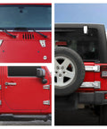 Premium 48Pc Chrome Exterior Trim Decor Kit For Jeep Wrangler JK And JKU Models Covers Handles Hinges Hood Caps Spare Tire Lids Perfect Fitment Stylish Upgrade Made Right Now, chrome ABS set on red Jeep JK