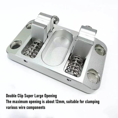 Heavy Duty Wire Clamp Soldering Station Holder With 4 Magnetic Clips For Electronics Repair And Jewelry Welding Up To 12mm Opening heat resistant fixture tool with aluminum body and spring clamps.