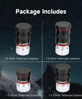 Ultra Wide 68 Degree 1.25 Inch Eyepiece Set For Telescopes With FMC Green Film Optics Includes 6mm 9mm 15mm 20mm, package