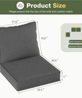 Replacement Outdoor Cushions Set For Patio Furniture, 4 Piece Deep Seat Cushions, dimensions, grey, waterproof, fade resistant