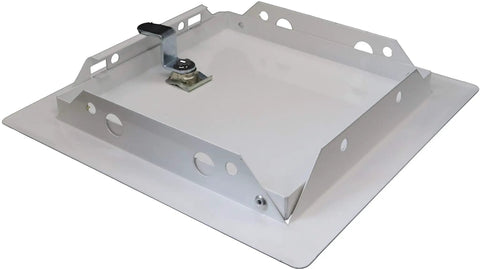 Dead Simple Six By Six Inch Drywall Access Panel Crafted From Bully Proof White Powder Coated Steel With Lockable Hardware for plumbing and HVAC access.
