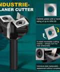 Beefy Spoilboard Surfacing Router Bit With One Quarter Inch Shank And One Inch Cutting Diameter, Four Wing Precision Flattening Bit For Woodworking, Slab Surfacing, Planing And High Speed Material Removal displaying carbide inserts.