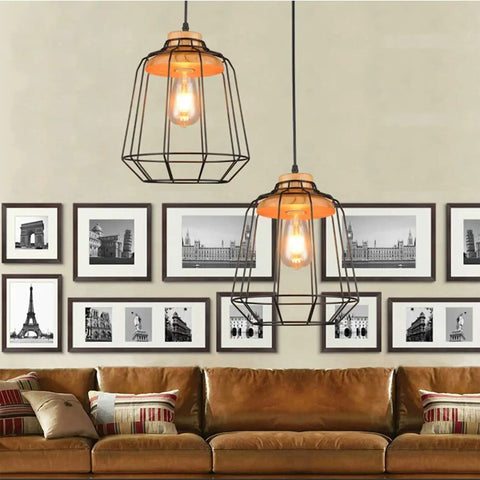 Living room decor with hanging lamps showcasing Dimmable LED Edison Bulbs 4W Amber Glass ST64 Warm White 2200K-2400K E26 Base