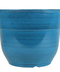Dope Glazed Brushed Plastic Planter Set For Indoor And Outdoor Use Large 15 Inch Dark Blue Ceramic Look With Glossy Finish
