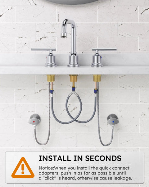 Chrome Widespread Bathroom Faucet 8 Inch Centers 3 Piece Vanity Set With Adjustable 360 Degree Swivel Spout, quick install view