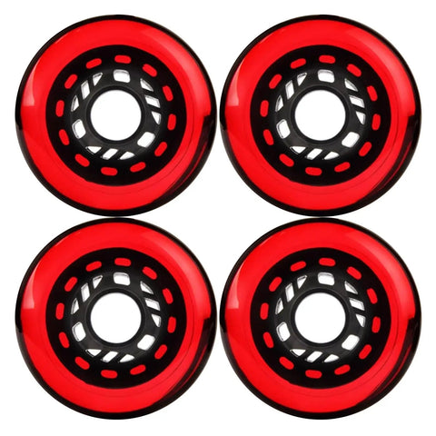 Inline Skate Wheel Replacement Set 72mm 76mm 80mm Ultra Durable 90A PU Wheels For Inline Skates And Blade Roller Indoor Outdoor Use Easy Swap Quiet Ride High Performance Wheel Pack, close-up of red wheels