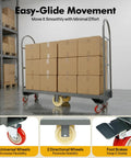 Heavy Duty 2000 Lbs U Boat Dolly With 60.5 Inch Wide Steel Platform Cart For Bulk Goods Transport Q235 Steel Base Sturdy Flatbed Cart For Warehouse Hauling And Cross Facility Moves loaded with boxes in warehouse