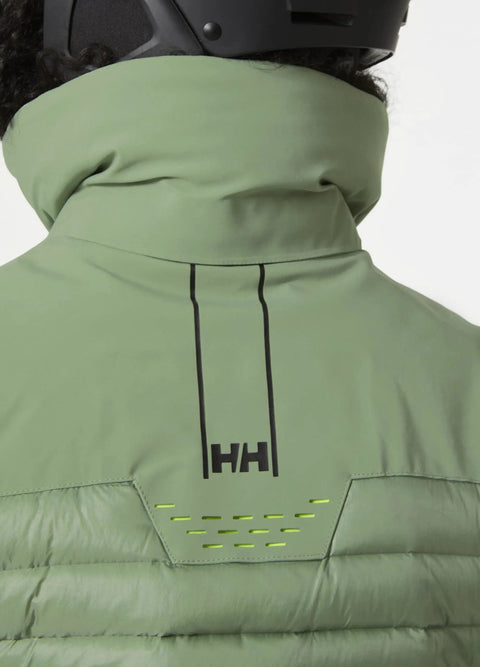 Close-up of back detail on Womens Slick Waterproof Insulated Ski Jacket With H2Flow Tech LIFE Pocket Ski Free PrimaLoft Black.