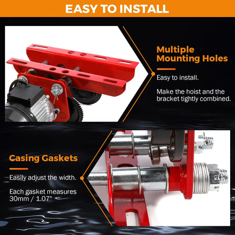 Beefy Electric Trolley For Power Hoist, 1 Ton Capacity, 2204 Lbs Load, Fits 2.68 To 4.33 In I Beam, easy installation
