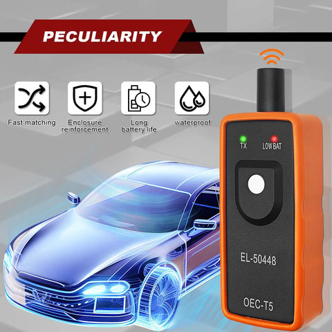 Keep Your Ride Rolling Smooth On Any Street With This Straight Up Bulletproof Tire Pressure Monitor And TPMS Reset Tool For GM Chevy Buick EL50448 Models, orange ABS housing, compact 6.1 x 2.4 x 1.4 inches.