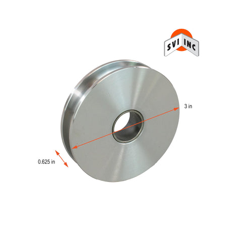 Heavy Duty Cable Sheave For Lifts Replacement Pulley SVI BH 7234 40 Compatible Ref X10 057, 3-inch metal pulley side view