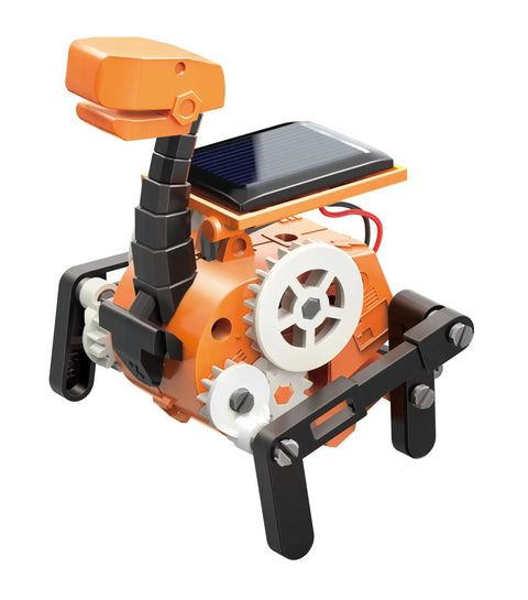 Eight In One Solar Robot Kit For STEM Fans Super Easy To Build Eight Solar Powered Robots In Minutes No Batteries Needed Solar Panel Included Learn Solar Energy And Tech With A Drummer Bot Racer Bot Tank Bot Armadillo Bot Dino Bot And More, orange solar robot kit