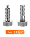 Heavy Duty Spring Plunger Pins In A Two Piece Kit With Knurled Grips And M10x1.5 Threads. Stainless steel locking pins with knurled bases.