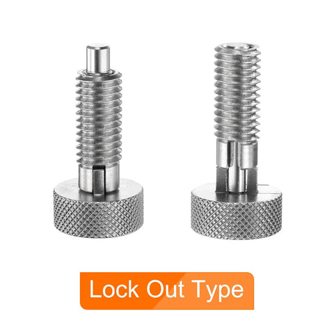 Heavy Duty Spring Plunger Pins In A Two Piece Kit With Knurled Grips And M10x1.5 Threads. Stainless steel locking pins with knurled bases.