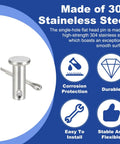 10 Pack M6x16mm Clevis Pins 304 Stainless Steel Single Hole Flat Head Hitch Fasteners With Cotter Pins For Furniture Installation Trailers Lawn Mowers Durable Heavy Duty Hardware Kit, 304 stainless steel pin