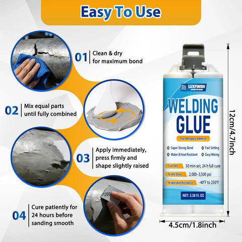 Cold Weld Epoxy Kit Pro Grade Industrial Strength Adhesive Putty For Metal Repair Waterproof Heat Resistant 12cm 3.4oz