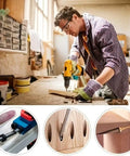Carpenter using Joint Angle Tool And Pocket Hole Jig Set For Pro Level Carpentry, with 14 Pieces 15 Degree Inclined Hole Fixture.