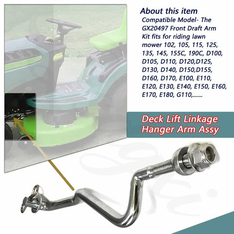 Front Draft Mower Deck Lift Linkage Arm Replacement Kit With Rod Ball Joint Washer Lock Nut And Spring Pin For Riding Lawn Mower Fits L100 L108 L110 L111 And Scotts L2048 L2548, metal linkage arm