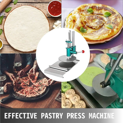 Kickass Manual Dough Roller And Stainless Steel Pasta Sheeter With Hella Smooth Adjustments Easy Flatten Pizza Crusts, displayed with pizza, pancakes, and dough.
