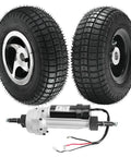 24V 180W Brushed Motor Transaxle Differential With 9 By 3.50 By 4 Inch 4 Ply Tire Wheel Set For E Bike Go Kart Wheelchair Mobility