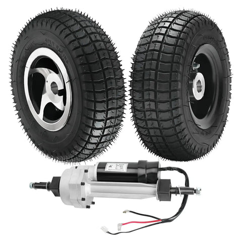 24V 180W Brushed Motor Transaxle Differential With 9 By 3.50 By 4 Inch 4 Ply Tire Wheel Set For E Bike Go Kart Wheelchair Mobility