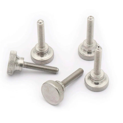 Knurled Thumb Screws M6x30mm Flat Head With Shoulder Grip Ten Pack 304 Stainless Steel Rust Resistant Hardware close-up view