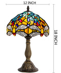 Sea Blue And Yellow Stained Glass Dragonfly Tiffany Table Lamp Dope Nautical Reading Desk Bedside Light 12 Inch Shade 18 Inch Tall UL Listed