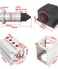 BT30 ATC Spindle Motor Kit With Automatic Tool Changer And Air Pneumatic Boost Cylinder detailed parts with measurements.