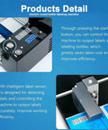No Sweat Manual Labeling Machine And Label Applicator For Round Glass Plastic Bottles showing control panel and label sensor.