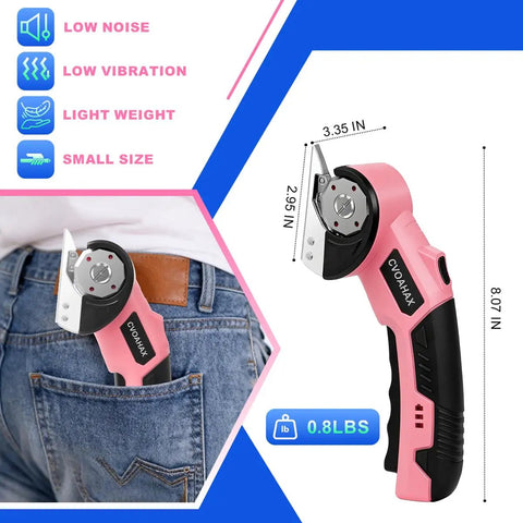 4.2V Cordless Electric Box Cutter And Scissors High Powered Battery Powered Rotary Blade Cutting Tool in pocket, lightweight and compact size.