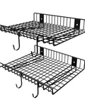 2 Pack Heavy Duty Wall Shelves For Garage And Home Mounts Steel Floating Shelves With Mesh Rack 80 Lb Total Load 40 Lb Per Shelf