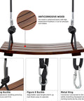 Heavy Duty Wood Swing Seat Carbonized Outdoor Swing For Adults And Kids, 16.9 By 7.9 By 0.5 Inches, anticorrosive wood