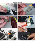 Hands using Kickass Heavy Duty Bench Buffer Polisher Slick Multifunction Tabletop Polishing Jade Carving Drill Rig With Juiced 2500w Motor.