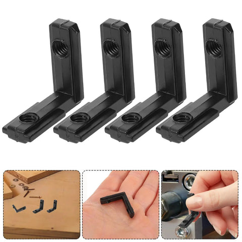 Level Up Your Build With These Sick L-Shape Interior Corner Connectors For 2020 T-Slot Aluminum Profiles, Featuring Hella Secure Concealed Hardware And Perfect 90 Degree Angles For Shelves, Cabinets And Workbenches - black corner connectors set