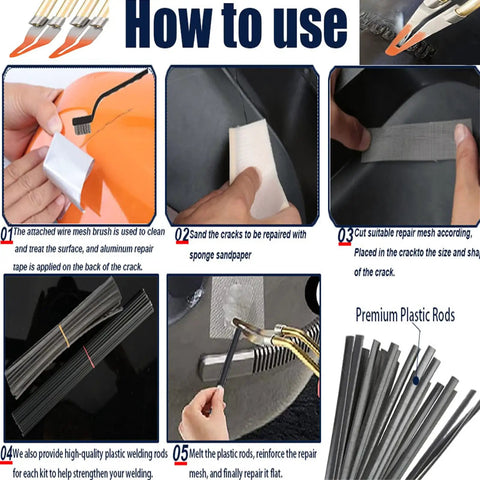 Instructions for using Upgraded 220W Plastic Welder Bumper Repair Kit 2 in 1 Hot Stapler Welding Tool, steps for bumper crack repair