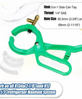 Green 3-in-1 side mount can tap for R134A and R12 with brass adapter, part of All In One Side Mount Can Tap Valve Gear kit.
