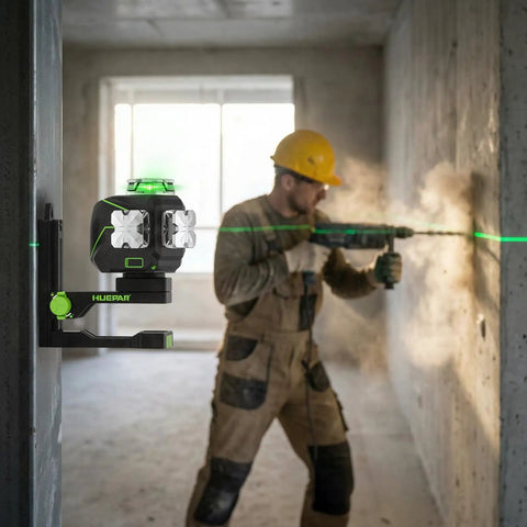 Pro Grade Fine Tuning Laser Level Mount With Magnetic Pivot Base And Adjustable Spring Clip 360 Degree Swivel Height Adjust Fits One Quarter Inch And Five Eighth Inch Threads Versatile Cross Line Laser Bracket PV16 Plus mounted on wall