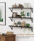 Legit Heavy Duty Floating Wall Shelves Set of Three, Slick 36 Inch by 8 Inch Black Bookshelf showcasing decor and plants.