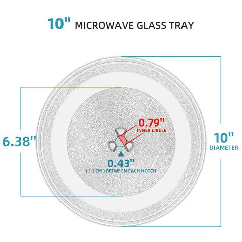 10-inch microwave glass tray with dimensions for 9.6 Inch Microwave Glass Plate Replacement Fits Galanz Farberware